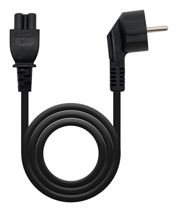 NANO CABLE Cable de Alimentación Trébol CEE7/7 Acodado a C5, 1,5m, Negro NANO CABLE Cable de Alimentación Trébol CEE7/7 Acodado a C5, 1,5m, Negro