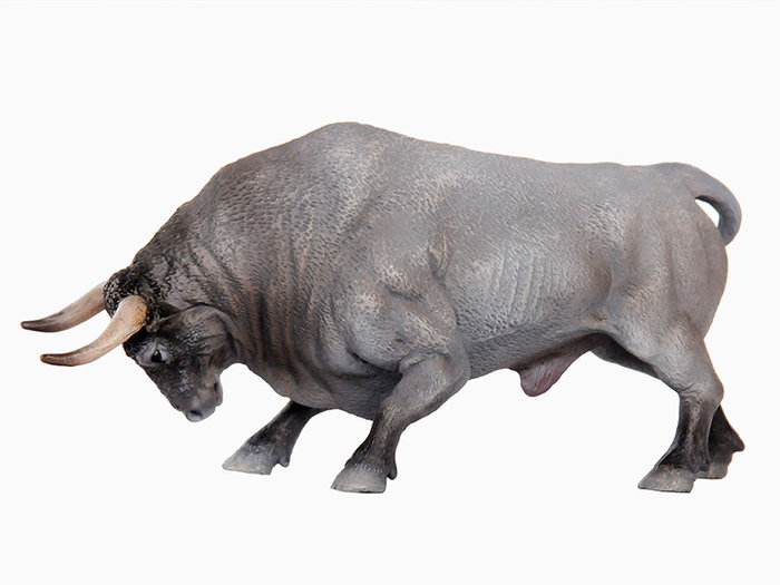 Deqube Toro Bravo Cárdeno Embistiendo Réplica Animal Pintada a Mano Colección 20 Figuras