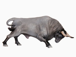 Deqube Toro Bravo Cárdeno Embistiendo Réplica Animal Pintada a Mano Colección 20 Figuras