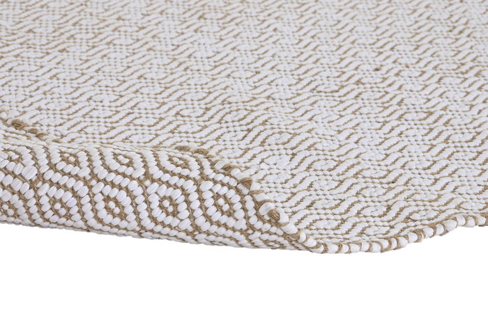DKD Home Decor Alfombra 1 x 180 x 120 cm Natural Blanco Yute Poliéster 120 x 180 cm
