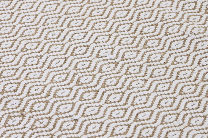 DKD Home Decor Alfombra 1 x 180 x 120 cm Natural Blanco Yute Poliéster 120 x 180 cm