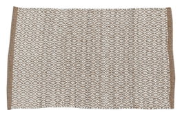 DKD Home Decor Alfombra 1 x 180 x 120 cm Natural Blanco Yute Poliéster 120 x 180 cm