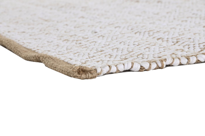 DKD Home Decor Alfombra 1 x 180 x 120 cm Natural Blanco Yute Poliéster 120 x 180 cm