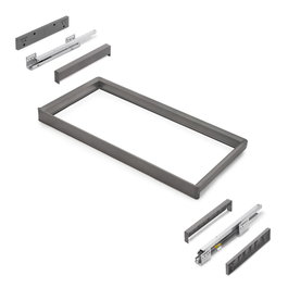 Emuca Bastidor con guías de cierre suave y extracción total para accesorios de armario Quartz, 837-863mm, Aluminio y Plástico, Titanio