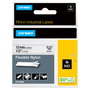 Dymo Rhino Cinta de Etiquetas Industrial de Nylon 12 mm x 3,5 m Negro sobre Blanco