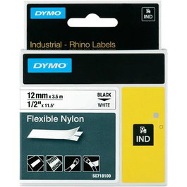 Cinta De Rotular Dymo Rhino Id1 Nylon Flex.3,5M 12Mm Negro Sobre Blanco (18488)