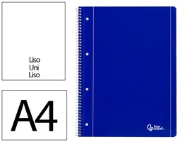 Liderpapel Cuaderno Espiral A4 Micro Serie Azul Tapa Blanda 80 Hojas Liso con Margen 4 Taladros Azul 80gr