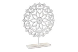 DKD Home Decor Decoración MDF y Hierro Desgastado Blanco y Marrón 29x7x37