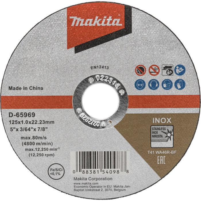 Makita D-65969 Disco de corte 125x1,0mm INOX