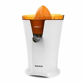 Taurus CITRUS UP Exprimidor de cítricos eléctrico para vasos altos, vertido continuo, 0.2L, 40W, 2 conos, color Naranja y Blanco