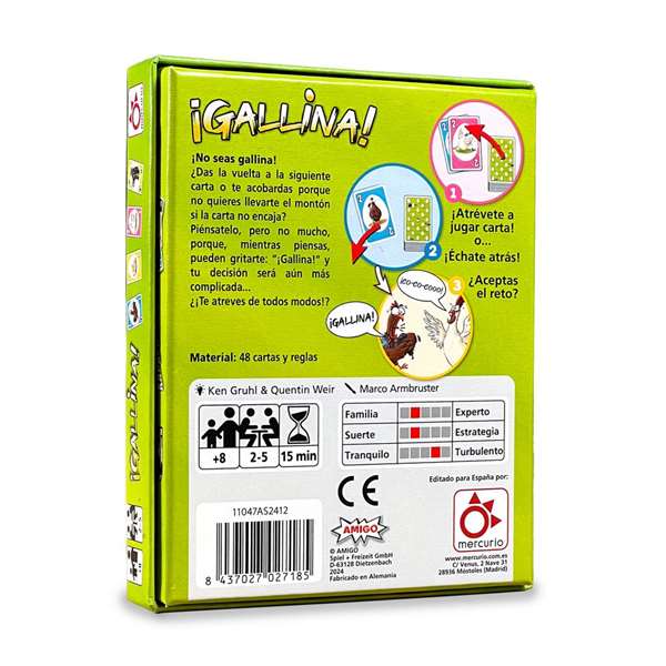 Mercurio Juego Gallina. Tienta a la suerte y descubre quién es el más gallina de la mesa. Edad mínima 8 años