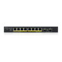 Zyxel GS1900-10HP V2 Switch Gestionado L2 Gigabit con 8 Puertos PoE+ (802.3at), 2 SFP, Presupuesto PoE 77W, 20 Gbit/s, Montaje Pared
