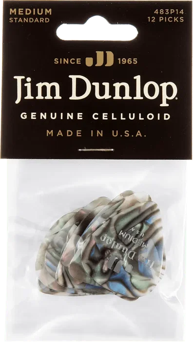 DUNLOP Pack 12 Púas Genuine Celluloid Abalón - Medium