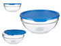 Pasabahce Fiambrera Redonda Chefs Con Tapa Azul 1135 ml 17 x 7 x 17 cm (Set de 4)