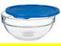 Pasabahce Fiambrera Redonda Chefs Con Tapa Azul 1135 ml 17 x 7 x 17 cm (Set de 4)