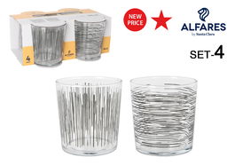 LAV Set de 4 Vasos Pinta Ischia, 340 cc (345 ml) c/u, Cristalería de 9x9x12 cm (6 Cajas)