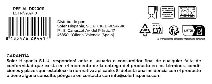 LAV Set de 4 Vasos Pinta Ischia, 340 cc (345 ml) c/u, Cristalería de 9x9x12 cm (6 Cajas)