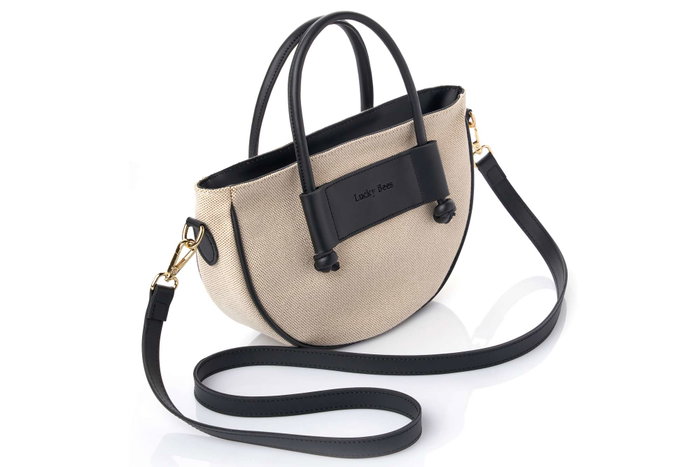 Lucky Bees Bolsa de Hombro Elin - Black, Cuero de Polivinilo, Negro y Crema, Elegancia y Sofisticación, Versátil y Funcional