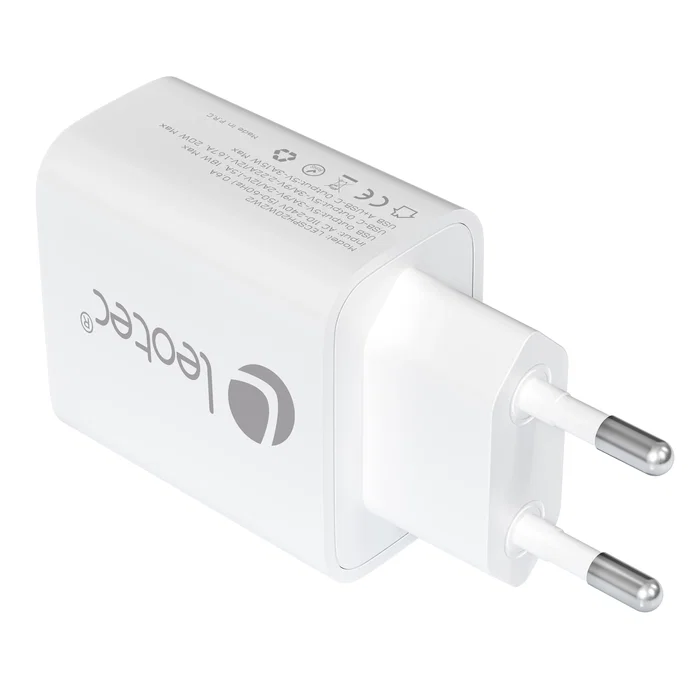 Leotec Cargador de Pared 20W USB-C PD + USB-A Blanco LECSPH20W2W2