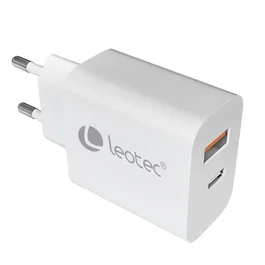 Cargador pared/viaje usb-c/pd + usb-a 20w blanco leotec leotec cargador 20w carga rapida 1 usb-c pd + 1 usb-a blanco (compatible