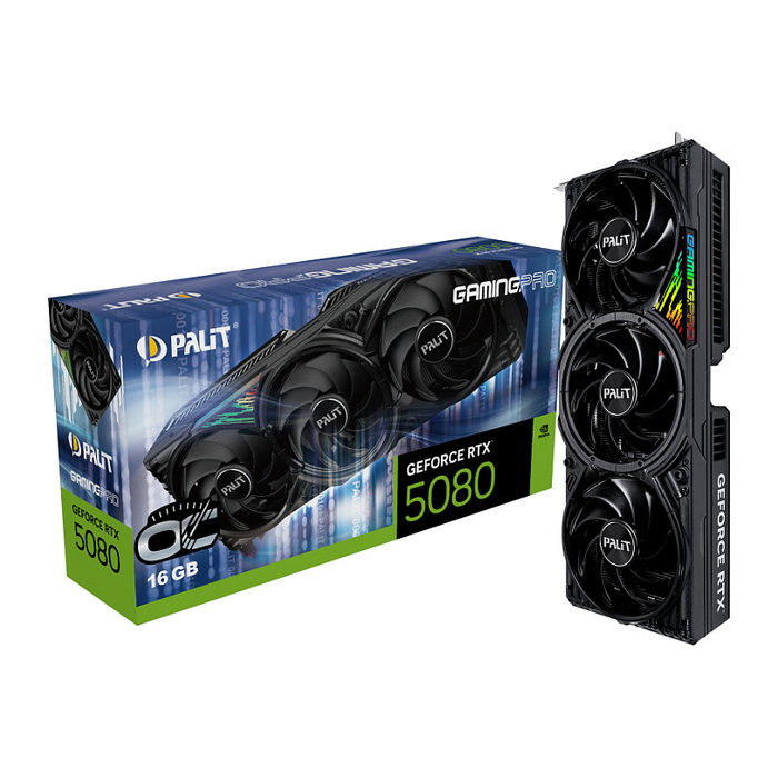 Palit RTX 5080 GamingPro OC - Tarjeta Gráfica NVIDIA GeForce con 16 GB GDDR7 y 3 Ventiladores