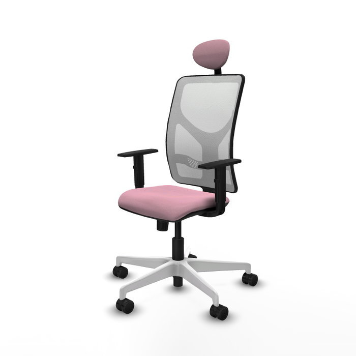 PIQUERAS Y CRESPO Silla de oficina Motilla con mecanismo Sincro, Rosa y Blanco