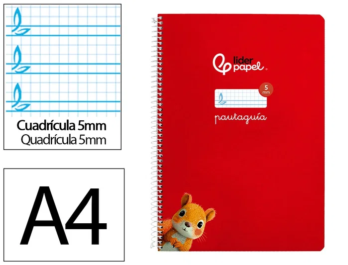 Liderpapel Cuaderno Espiral Pautaguía A4 Tapa Dura Rojo Liderpapel Cuaderno Espiral Pautaguía A4 Tapa Dura Rojo