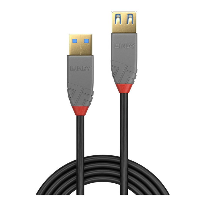 Lindy Cable de Extensión USB 3.2 Gen 1 Anthra Line 1m USB A a USB A, Negro