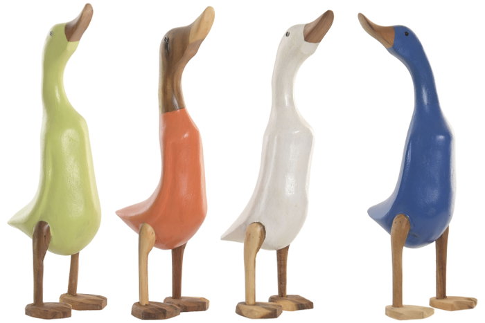 DKD Home Decor Figura de Pato de Colores en Madera (Pack de 4) Parabolas DKD Home Decor Figura de Pato de Colores en Madera (Pack de 4) Parabolas