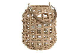 DKD Home Decor Portavela Alpino Natural Plateado Cristal y Fibra 15x15x18 cm (4 Unidades)