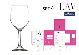 LAV Set 4 Copas de Vino y Agua Fame High 480 cc - 7,2 x 7,2 x 22 cm (6 Cajas)