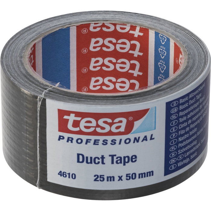 Tesa Cinta de Tela 25m x 50mm Negra 04610 Tesa Cinta de Tela 25m x 50mm Negra 04610