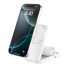 Belkin Cargador Inalámbrico Qi2 UltraCharge 25W, 2-en-1, Blanco, con Cable USB-C 1.5m, Ref. WIZ038kqWH