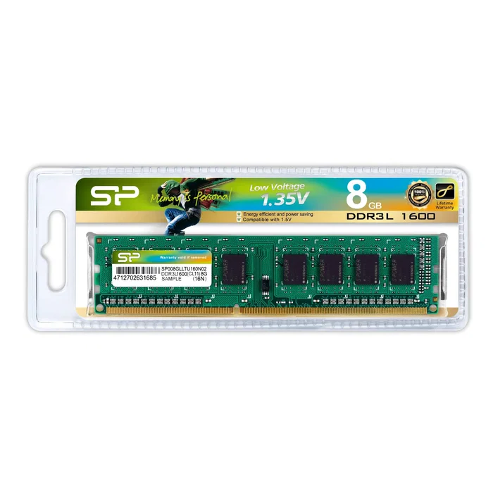 Silicon Power SP008GLLTU160N02 Módulo de Memoria RAM 8 GB DDR3L 1600MHz PC/Servidor, Cl11, 1.35V, 240-pin DIMM, Verde