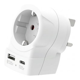 SKROSS AC20PD Länderstecker Europe to UK USB blanco