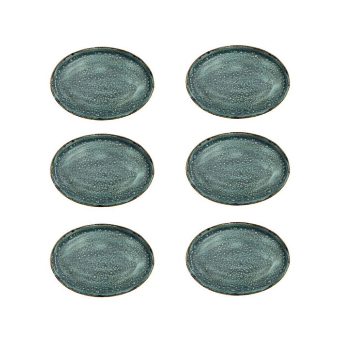 SUMMA MOON TURQUOISE Fuente Oval 23x17 cm para Vajilla, Vitroporcelana, Apto Lavavajillas y Microondas (Set de 6)