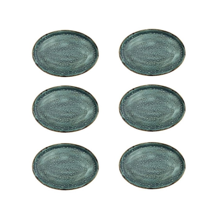 Summa Moon Turquoise Set de 6 Platos Llanos Oval 23x17 cm Turquesa Summa Moon Turquoise Set de 6 Platos Llanos Oval 23x17 cm Turquesa