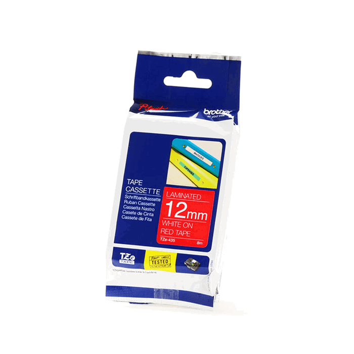 Brother Cinta Laminada TZe-435 12mm Blanco sobre Rojo Brother Cinta Laminada TZe-435 12mm Blanco sobre Rojo
