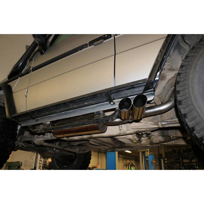 FOX FXMB050052-090 Silenciador Trasero para Mercedes Clase G Cabrio (463) Sin Estribos - Escape Pulido Acero Inoxidable - Homologación ECE