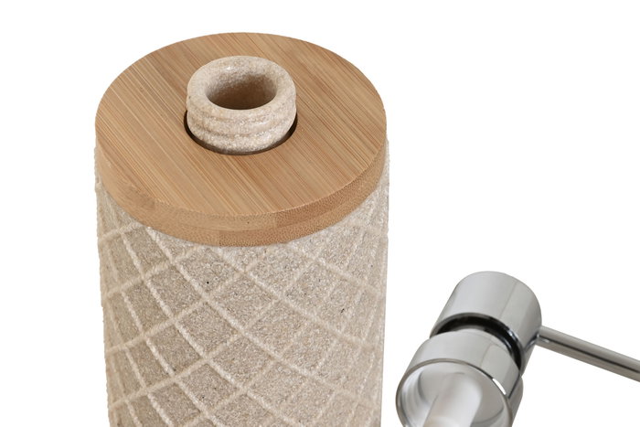 DKD Home Decor Dosificador Resina Bambú Beige 7x7x18 DKD Home Decor Dosificador Resina Bambú Beige 7x7x18