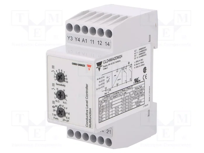 CARLO GAVAZZI CLD4MA2DM24 Relé de monitorización de nivel para líquido conductivo CARLO GAVAZZI CLD4MA2DM24 Relé de monitorización de nivel para líquido conductivo