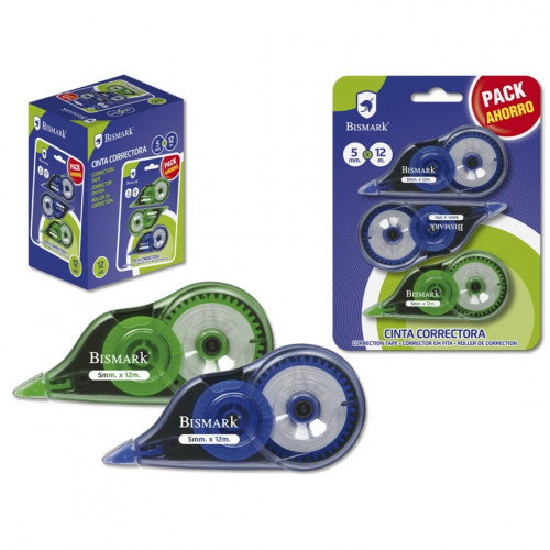 Bismark Pack Ahorro de 3 Cintas Correctoras 5 mm x 12 m Multicolor