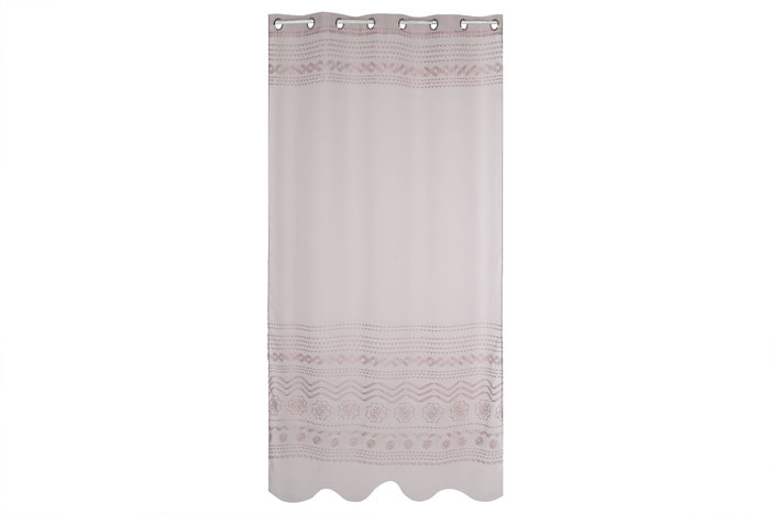 DKD Home Decor Cortina Boho Rosa Palo Poliester 260 x 140 cm (2 Unidades) Estilo Bohemio