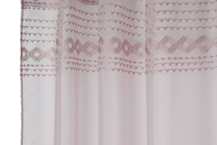 DKD Home Decor Cortina Boho Rosa Palo Poliester 260 x 140 cm (2 Unidades) Estilo Bohemio