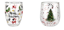DKD Home Decor Vasos de Borosilicato Navidad Tradicional 350ml Pack de 2