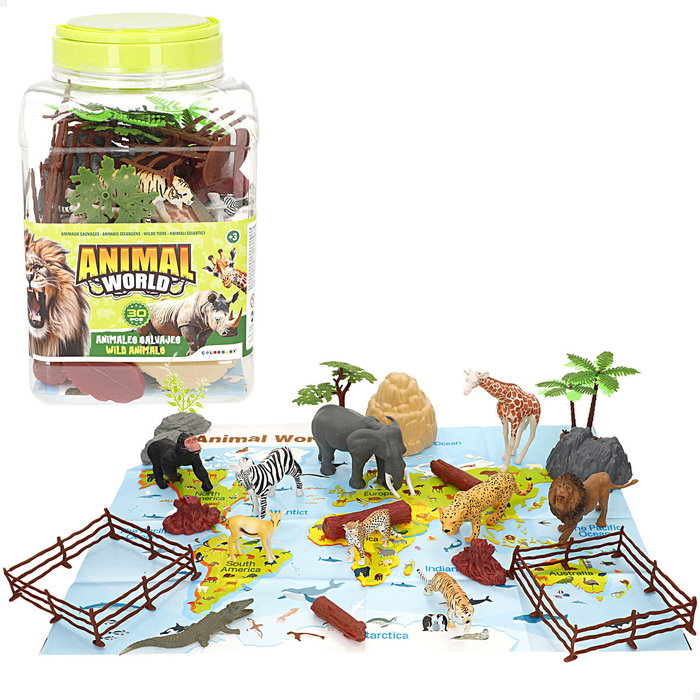 Set de Animales Salvajes Colorbaby Plástico 15 x 10 x 8 cm (4 Unidades) Set de Animales Salvajes Colorbaby Plástico 15 x 10 x 8 cm (4 Unidades)