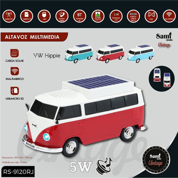 SAMI Altavoz Sami Vintage hippie rojo multimedia 5W