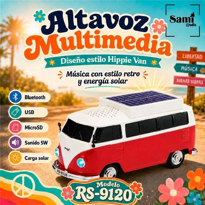SAMI Altavoz Sami Vintage hippie rojo multimedia 5W