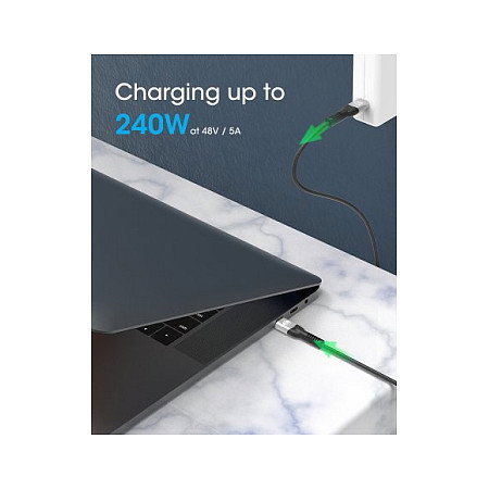 MANHATTAN Cable USB-C a USB-C 1 m USB4 Gen 3x2 240W 40Gbps 8K Thunderbolt 4 Carga Rápida Laptop Negro
