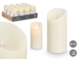 Giftdecor Vela Led Crema Grande 15 Cm, 7.5 Cm Diámetro, Plastico y Cera, Amarillo, 2xAA (Set de 24)